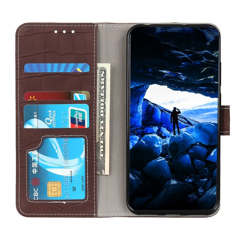 Étui à rabat horizontal en cuir effet crocodile pour Galaxy A40, avec support, portefeuille, emplacements pour cartes et cadre photo.
