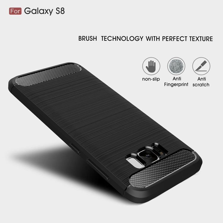 For Galaxy S8 Brushed Carbon Fiber Texture Shockproof TPU Protective Cover Case, For Samsung Galaxy S8, For Galaxy S8