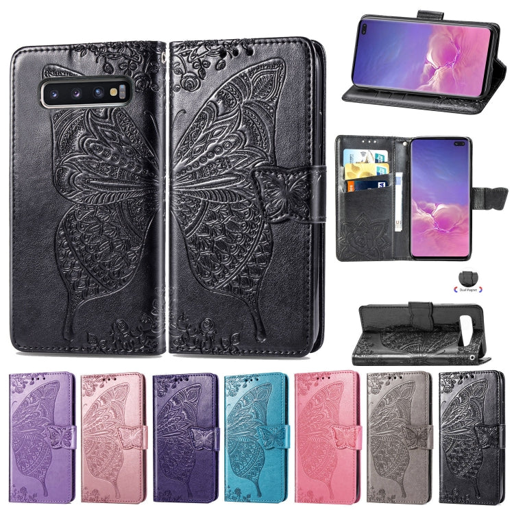Butterfly Love Flowers Embossing Horizontal Flip Leather Case for Galaxy S10+, with Holder & Card Slots & Wallet & Lanyard, For Galaxy S10+