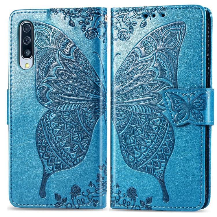 Butterfly Love Flowers Embossing Horizontal Flip Leather Case for Galaxy A50, with Holder & Card Slots & Wallet & Lanyard, For Galaxy A50