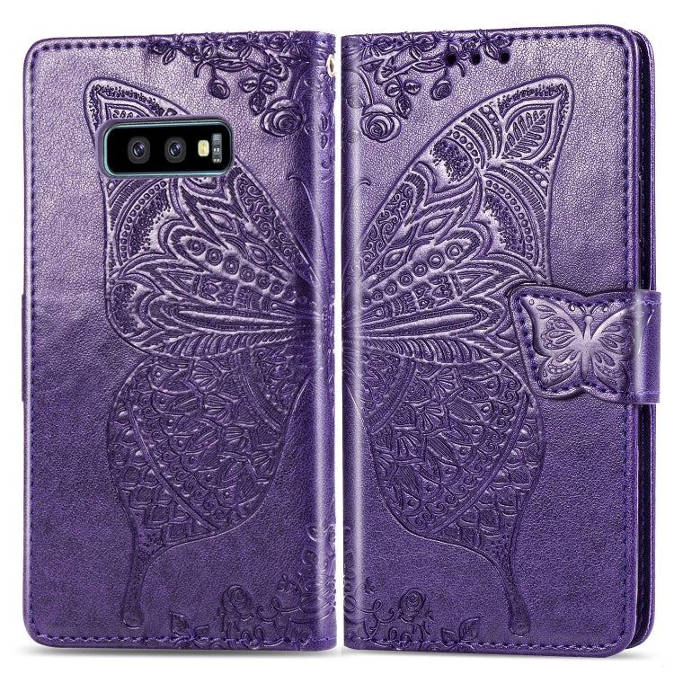 Butterfly Love Flowers Embossing Horizontal Flip Leather Case for Galaxy S10e, with Holder & Card Slots & Wallet & Lanyard, For Galaxy S10e