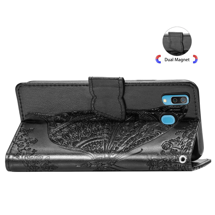 Butterfly Love Flowers Embossing Horizontal Flip Leather Case for Galaxy A40, with Holder & Card Slots & Wallet & Lanyard, For Galaxy A40