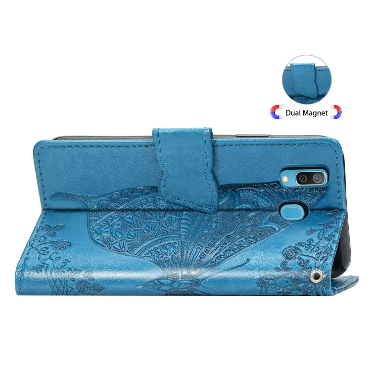 Butterfly Love Flowers Embossing Horizontal Flip Leather Case for Galaxy A40, with Holder & Card Slots & Wallet & Lanyard, For Galaxy A40
