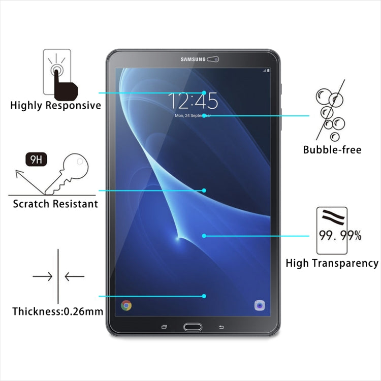 For Galaxy Tab A 10.1 (2016) T580 / T585 0.26mm 9H Surface Hardness 2.5D Explosion-proof Tempered Glass Screen Film, For T580