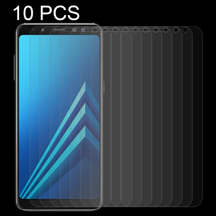 Lot de 10 protections d'écran en verre trempé pour Galaxy A8+ (2018), 0,26 mm, dureté 9H, bords incurvés 2,5D, pour Galaxy A8+ (2018)