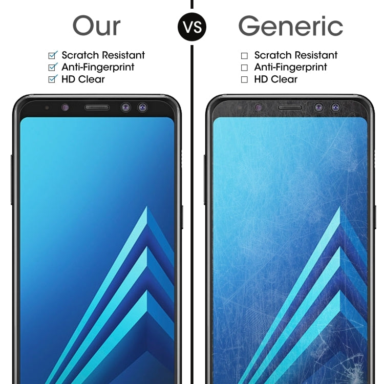 Lot de 10 protections d'écran en verre trempé pour Galaxy A8+ (2018), 0,26 mm, dureté 9H, bords incurvés 2,5D, pour Galaxy A8+ (2018)