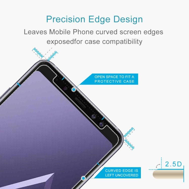 Lot de 10 protections d'écran en verre trempé pour Galaxy A8 (2018), 0,26 mm, dureté 9H, bords incurvés 2,5D, pour Galaxy A8 (2018)