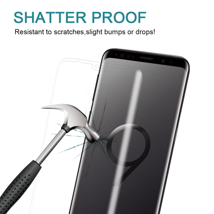 For Galaxy S9+ 9H Surface Hardness 3D Curved Edge Anti-scratch Full Screen HD Tempered Glass Screen Protector