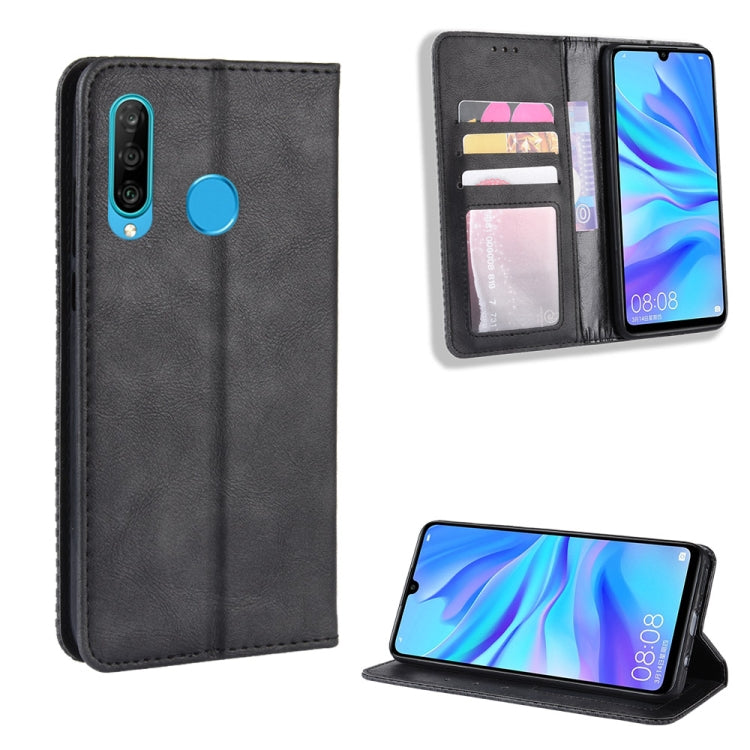 Magnetic Buckle Retro Crazy Horse Texture Horizontal Flip Leather Case for Galaxy M30, with Holder & Card Slots & Photo Frame, For Galaxy M30