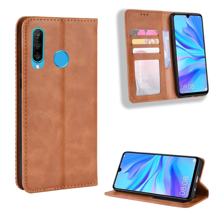 Magnetic Buckle Retro Crazy Horse Texture Horizontal Flip Leather Case for Galaxy M30, with Holder & Card Slots & Photo Frame, For Galaxy M30