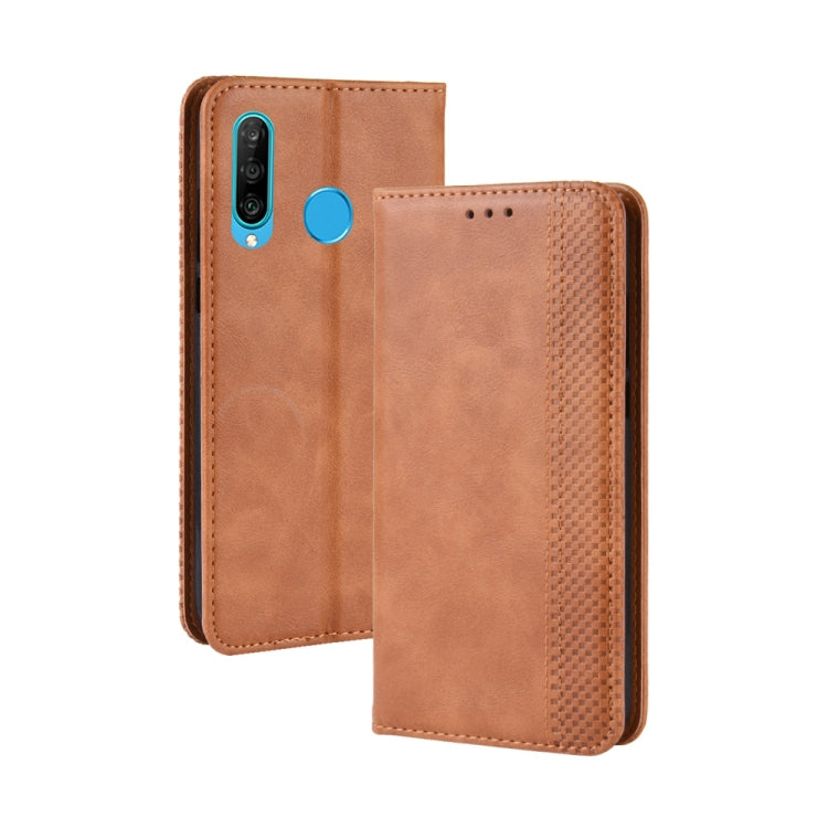 Magnetic Buckle Retro Crazy Horse Texture Horizontal Flip Leather Case for Galaxy M30, with Holder & Card Slots & Photo Frame, For Galaxy M30
