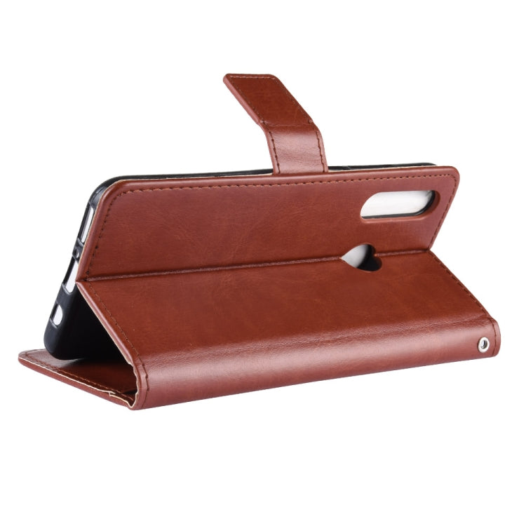 Étui à rabat horizontal en cuir à texture Crazy Horse rétro pour Galaxy M30, avec support, emplacements pour cartes et cadre photo.