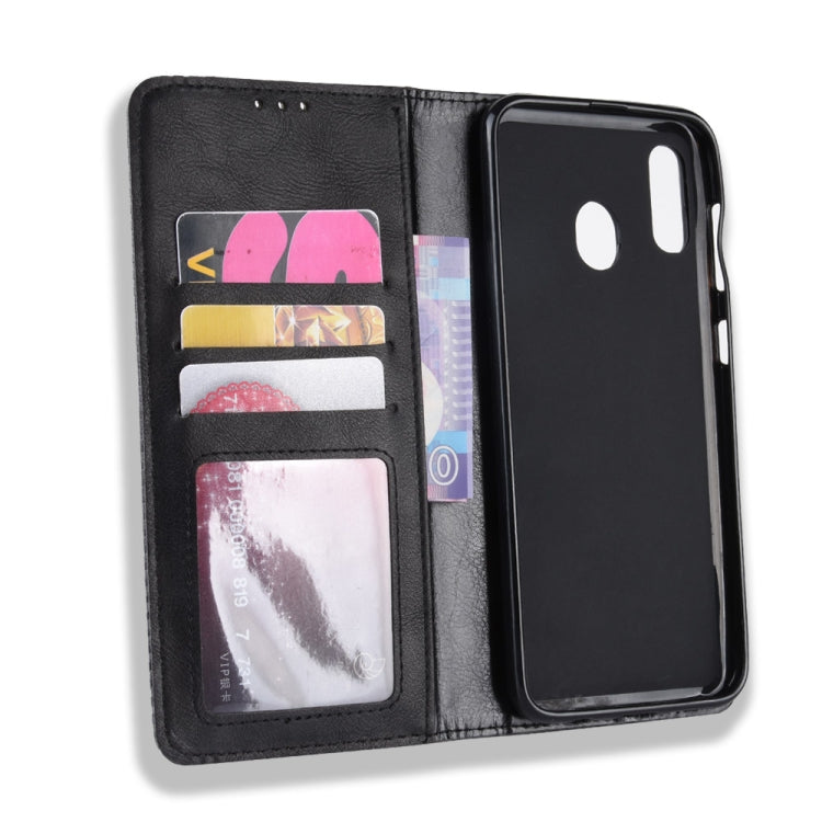 Magnetic Buckle Retro Crazy Horse Texture Horizontal Flip Leather Case for Galaxy A20/A30, with Holder & Card Slots & Photo Frame, For Galaxy A20/A30, For Galaxy A20