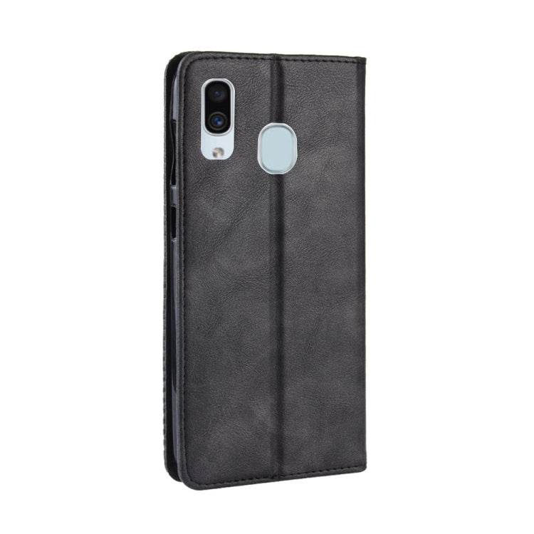 Magnetic Buckle Retro Crazy Horse Texture Horizontal Flip Leather Case for Galaxy A20/A30, with Holder & Card Slots & Photo Frame, For Galaxy A20/A30, For Galaxy A20