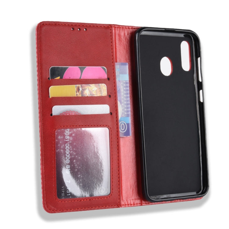 Magnetic Buckle Retro Crazy Horse Texture Horizontal Flip Leather Case for Galaxy A20/A30, with Holder & Card Slots & Photo Frame, For Galaxy A20, For Galaxy A20/A30