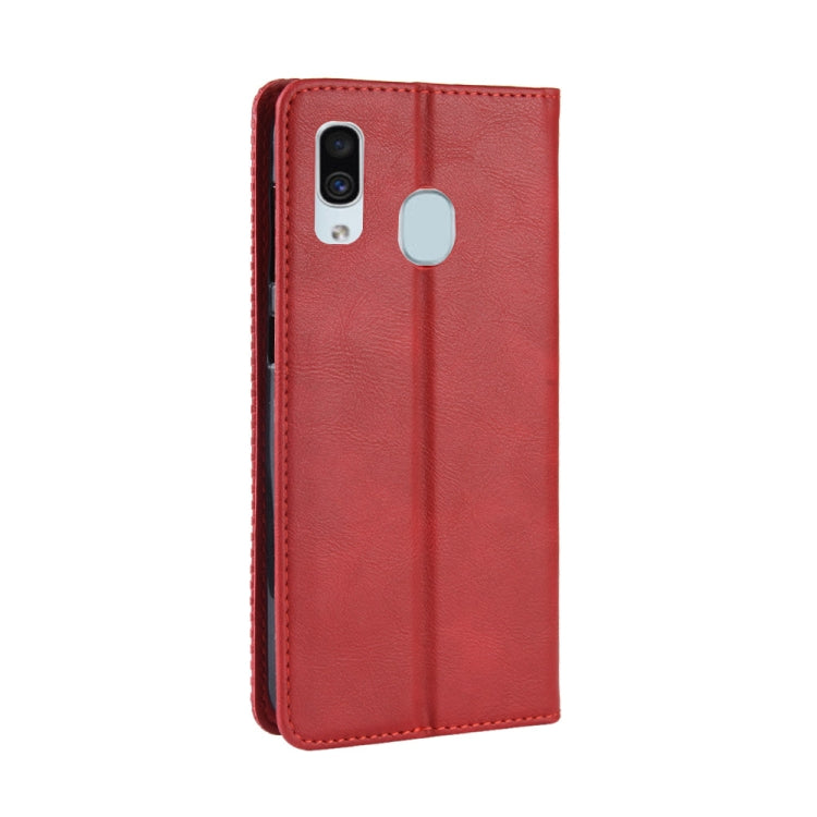 Magnetic Buckle Retro Crazy Horse Texture Horizontal Flip Leather Case for Galaxy A20/A30, with Holder & Card Slots & Photo Frame, For Galaxy A20, For Galaxy A20/A30
