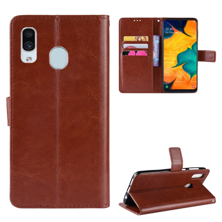 Retro Crazy Horse Texture Horizontal Flip Leather Case for Galaxy A20/A30, with Holder & Card Slots & Photo Frame, For Galaxy A20/A30, For Galaxy A20