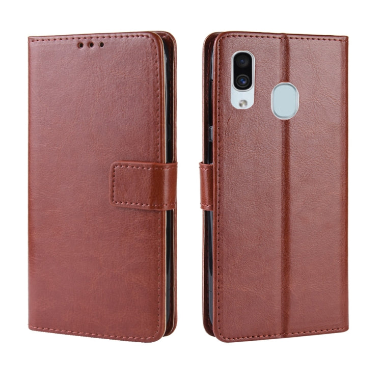 Retro Crazy Horse Texture Horizontal Flip Leather Case for Galaxy A20/A30, with Holder & Card Slots & Photo Frame, For Galaxy A20/A30, For Galaxy A20