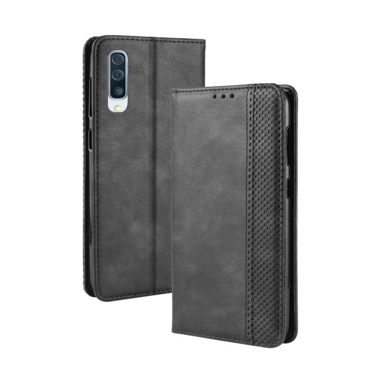 Magnetic Buckle Retro Crazy Horse Texture Horizontal Flip Leather Case for Galaxy A70, with Holder & Card Slots & Photo Frame, For Galaxy A70