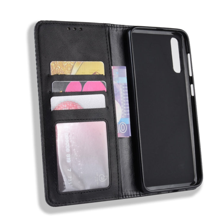 Magnetic Buckle Retro Crazy Horse Texture Horizontal Flip Leather Case for Galaxy A70, with Holder & Card Slots & Photo Frame, For Galaxy A70