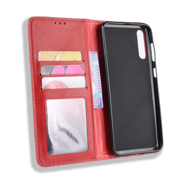 Magnetic Buckle Retro Crazy Horse Texture Horizontal Flip Leather Case for Galaxy A70, with Holder & Card Slots & Photo Frame, For Galaxy A70