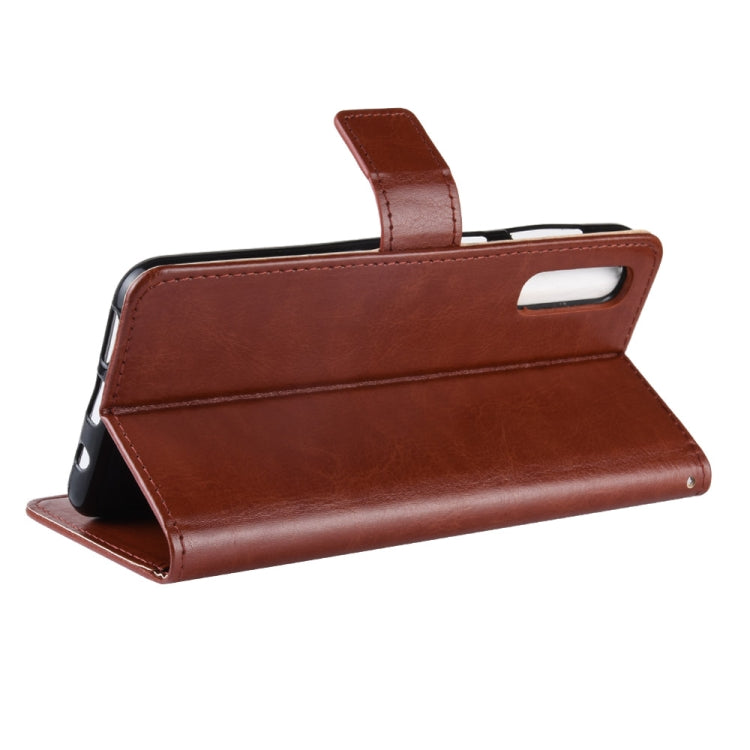 Étui à rabat horizontal en cuir à texture Crazy Horse rétro pour Galaxy A70, avec support, emplacements pour cartes et cadre photo