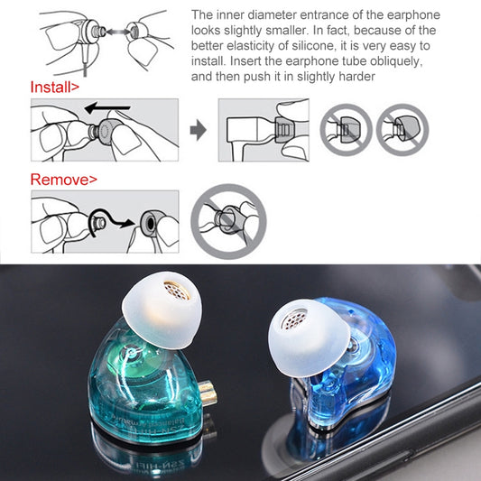 KZ silicone ear cap packaging displaying full replacement set contents