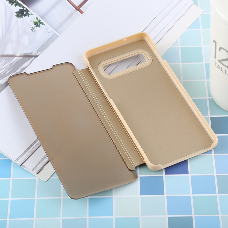 PU Electroplating Mirror Horizontal Flip Leather Case for Galaxy S10 Plus, with Holder, For Galaxy S10 Plus
