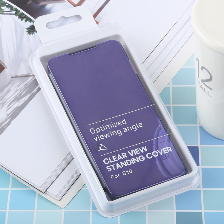 PU Electroplating Mirror Horizontal Flip Leather Case for Galaxy S10 Plus, with Holder, For Galaxy S10 Plus