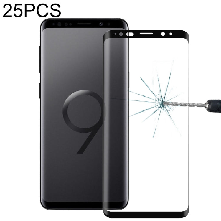 Lot de 25 films de protection d'écran en verre trempé pour Galaxy S9 Plus, 0,33 mm, dureté 9H, bords incurvés 3D, anti-rayures, plein écran HD, colle complète