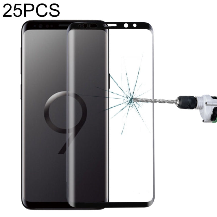 Lot de 25 films de protection d'écran en verre trempé HD pour Galaxy S9 Plus, dureté 9H, bords incurvés 3D, anti-rayures, plein écran