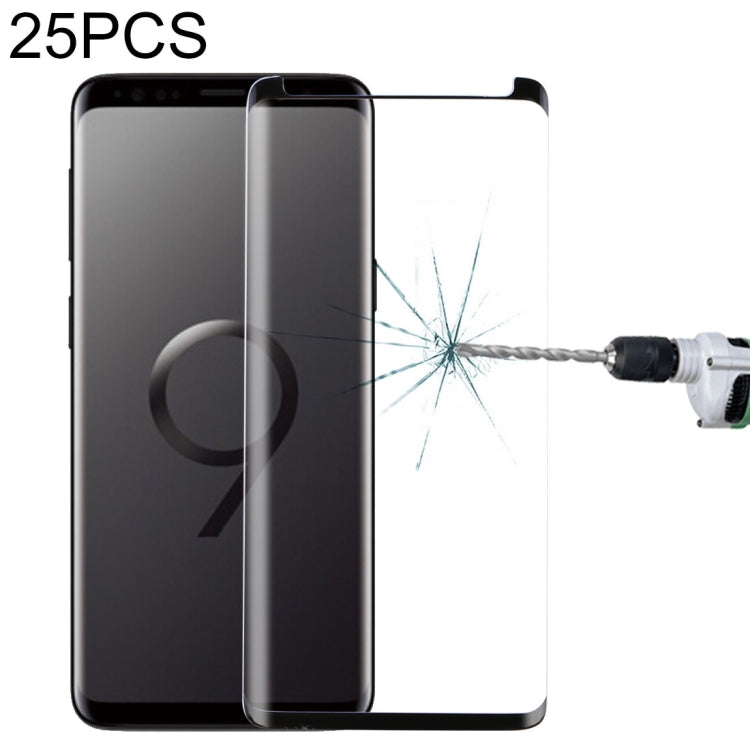 Lot de 25 films de protection incurvés en verre trempé pour Galaxy S9 Plus, compatibles avec les coques