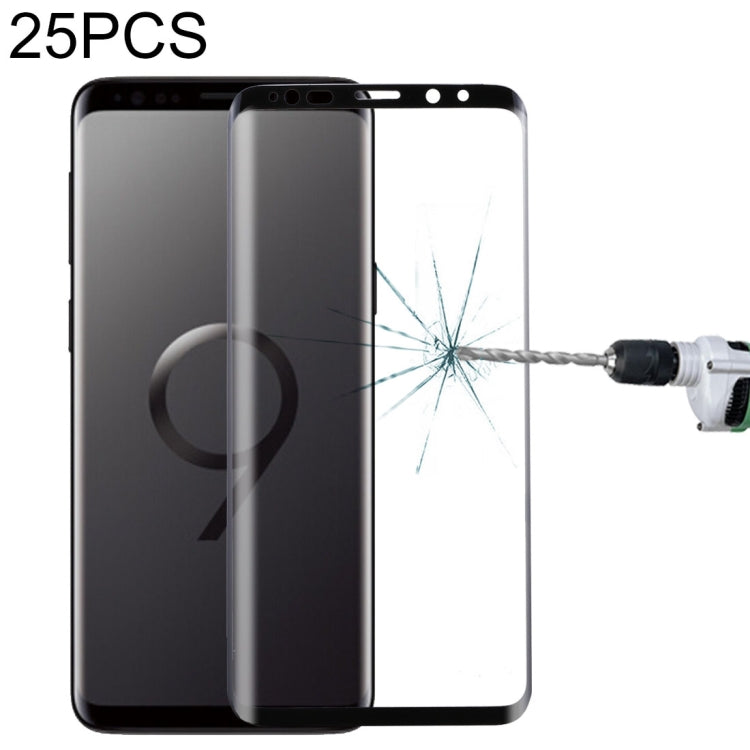 Lot de 25 protections d'écran en verre trempé HD pour Galaxy S9, dureté 9H, bords incurvés 3D, anti-rayures, pour Galaxy S9 (25 pièces).