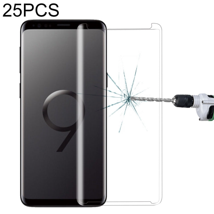 Lot de 25 protections d'écran en verre trempé HD pour Galaxy S9, dureté 9H, bords incurvés 3D, anti-rayures, non intégrales (25 pièces), pour Galaxy S9