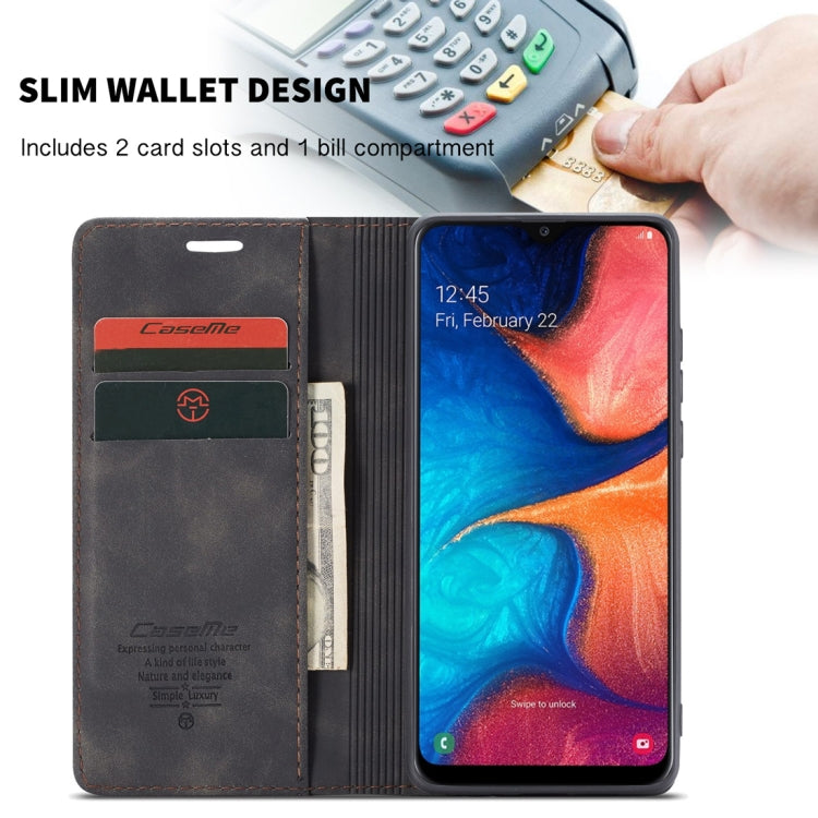 CaseMe-013 Multifunctional Retro Frosted Horizontal Flip Leather Case for Galaxy A20 / A30, with Card Slot & Holder & Wallet