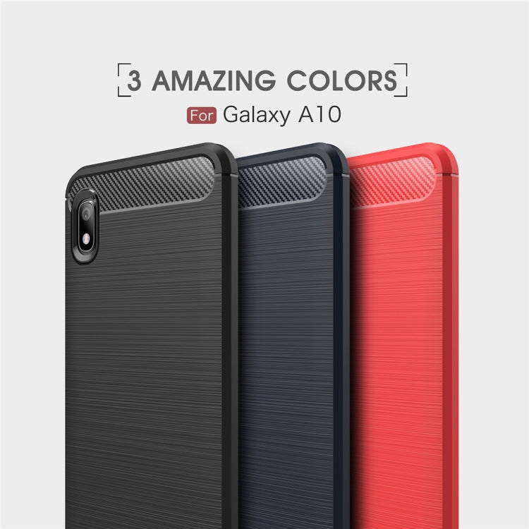 Brushed Texture Carbon Fiber Shockproof TPU Case for Galaxy A10