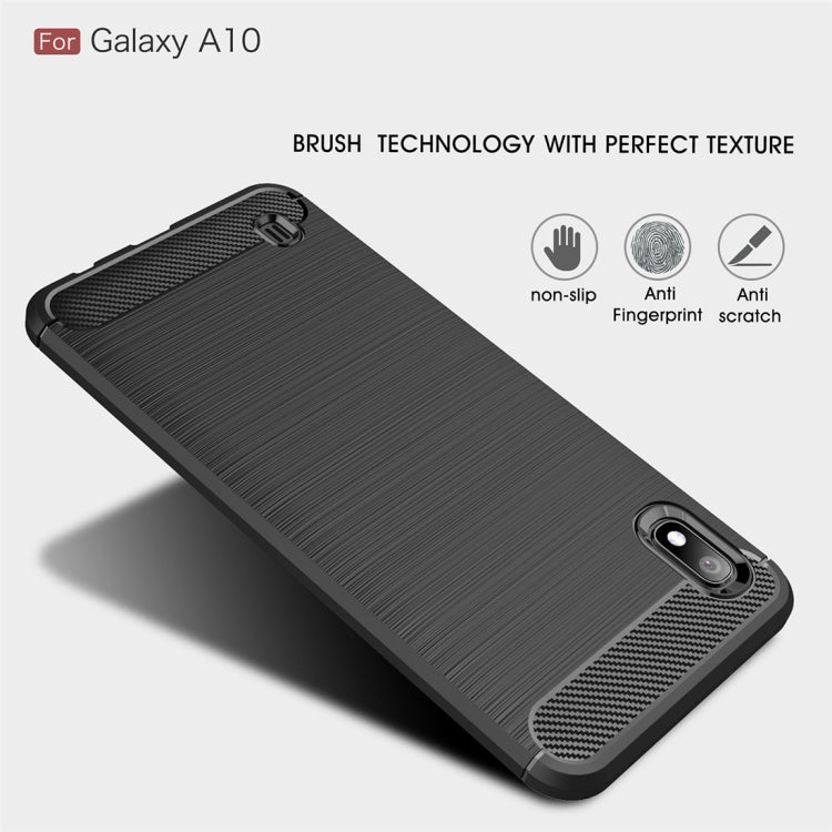 Brushed Texture Carbon Fiber Shockproof TPU Case for Galaxy A10, 三星 Galaxy A10