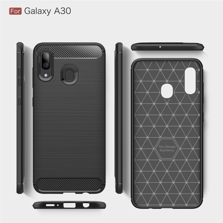 Brushed Texture Carbon Fiber Shockproof TPU Case for Galaxy A30