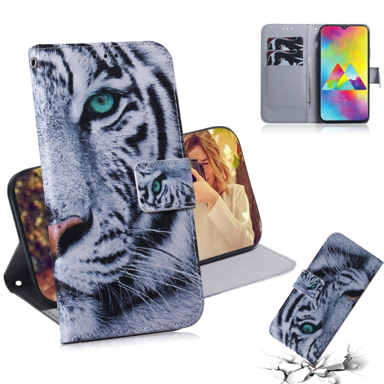 Tiger Pattern Coloured Drawing Horizontal Flip Leather Case for Galaxy M20, with Holder & Card Slots & Wallet, For Galaxy M20