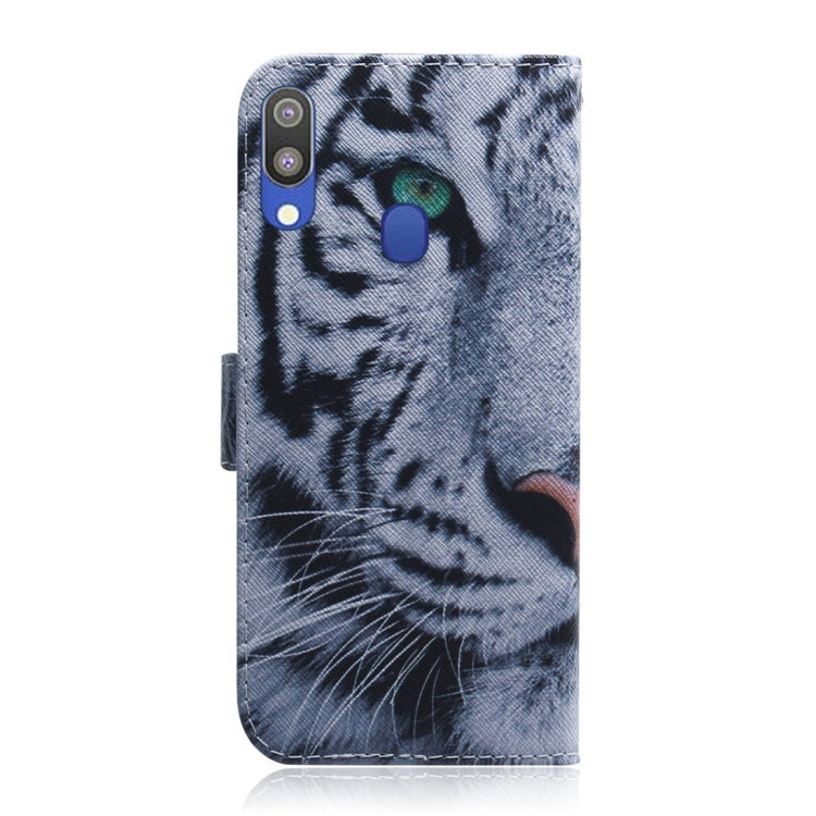 Tiger Pattern Coloured Drawing Horizontal Flip Leather Case for Galaxy M20, with Holder & Card Slots & Wallet, For Galaxy M20