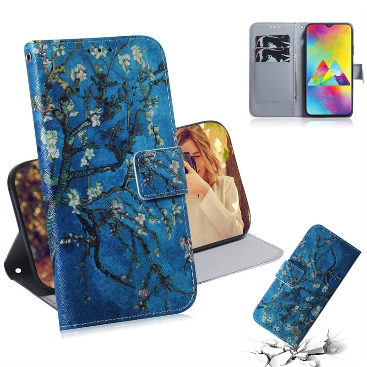 Apricot Flower Pattern Coloured Drawing Horizontal Flip Leather Case for Galaxy M20, with Holder & Card Slots & Wallet, For Galaxy M20