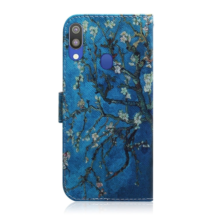 Apricot Flower Pattern Coloured Drawing Horizontal Flip Leather Case for Galaxy M20, with Holder & Card Slots & Wallet, For Galaxy M20