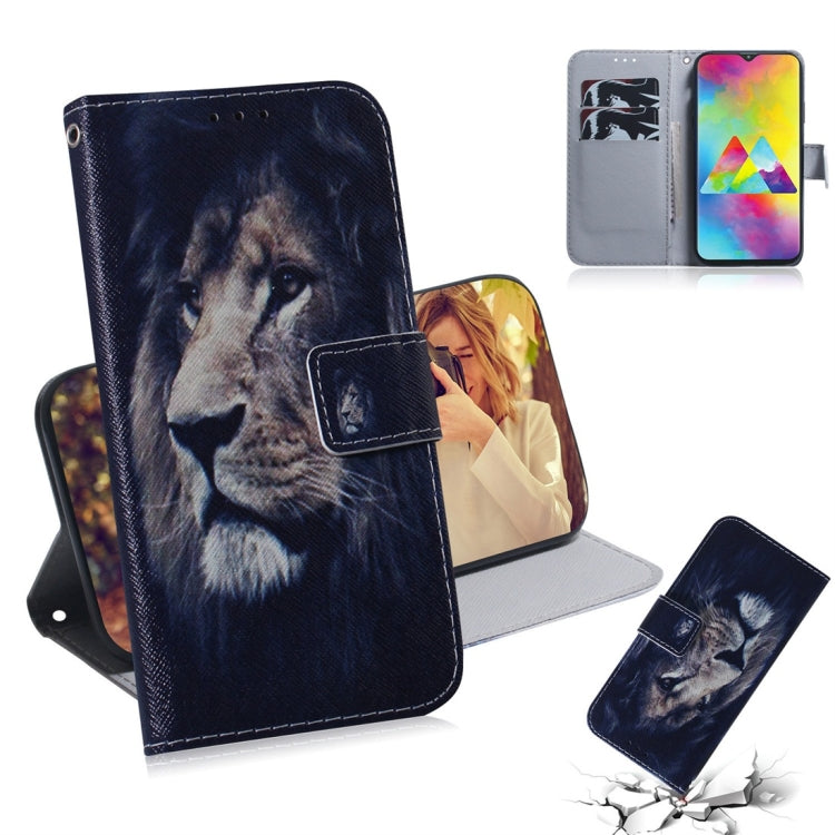 Lion Pattern Coloured Drawing Horizontal Flip Leather Case for Galaxy M20, with Holder & Card Slots & Wallet, For Galaxy M20
