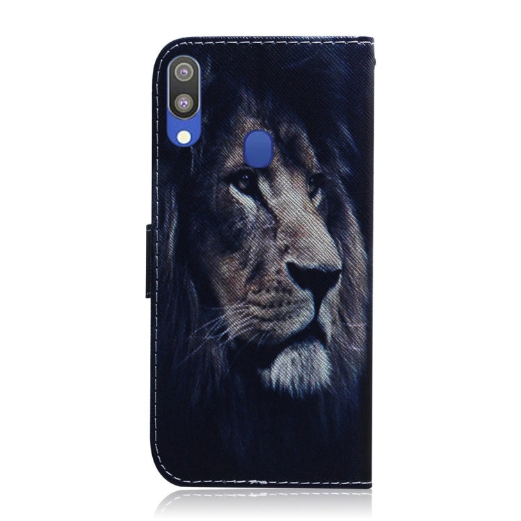Lion Pattern Coloured Drawing Horizontal Flip Leather Case for Galaxy M20, with Holder & Card Slots & Wallet, For Galaxy M20