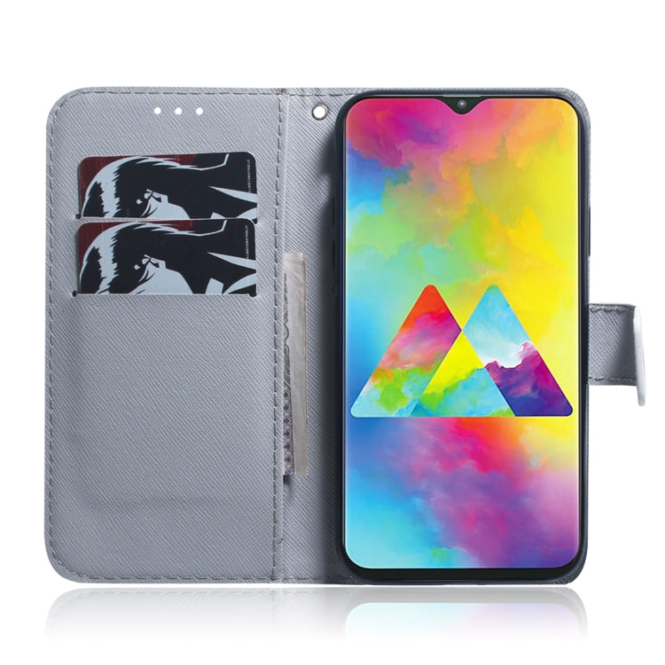 Étui à rabat horizontal en cuir à motif loup blanc pour Galaxy M10/A10, avec support, emplacements pour cartes et portefeuille