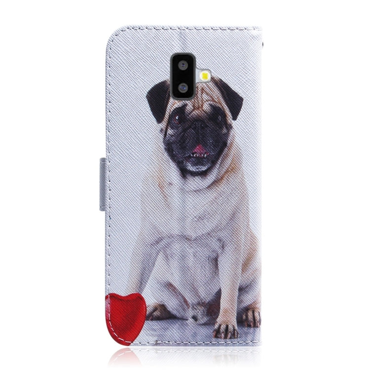 Pug Pattern Coloured Drawing Horizontal Flip Leather Case for Galaxy J6 Plus, with Holder & Card Slots & Wallet, For Galaxy J6 Plus