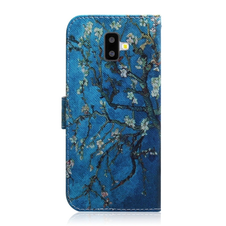 Apricot Flower Pattern Coloured Drawing Horizontal Flip Leather Case for Galaxy J6 Plus, with Holder & Card Slots & Wallet, For Galaxy J6 Plus