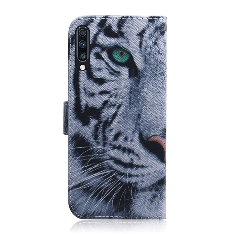 Tiger Pattern Coloured Drawing Horizontal Flip Leather Case for Galaxy A70, with Holder & Card Slots & Wallet, For Samsung Galaxy A70