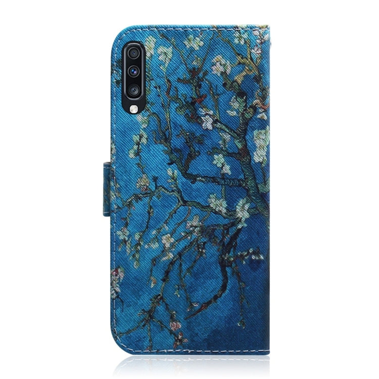 Apricot Flower Pattern Coloured Drawing Horizontal Flip Leather Case for Galaxy A70, with Holder & Card Slots & Wallet, For Samsung Galaxy A70