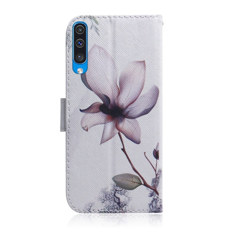 Magnolia Flower Pattern Coloured Drawing Horizontal Flip Leather Case for Galaxy A50, with Holder & Card Slots & Wallet, For Galaxy A50